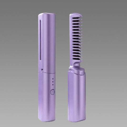 Meneflix Portable Mini Hair Straightener Cordless Rechargeable Mini Adjustable Hair Straightener Hot Comb