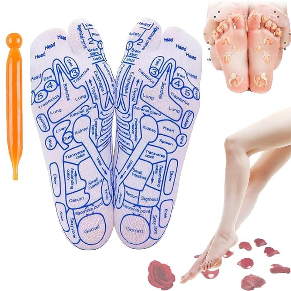 Reflexology Massage Socks with Pressure Point Chart and Acupressure Pen
