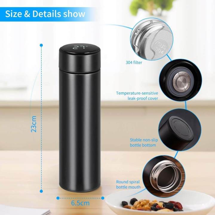 Smart Stainless Steel Thermos Bottle (500ML) – LED Temperature Display, Hot & Cold Vacuum Flask